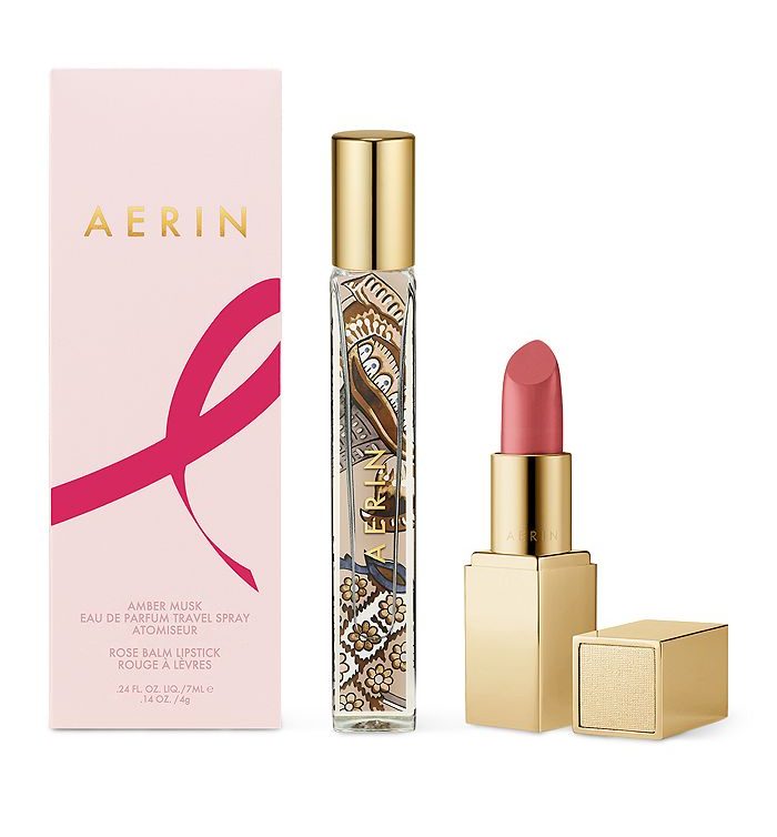Aerin Pink Ribbon Product Rose Balm Lipstick & Amber Mush